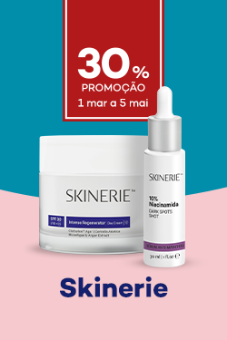 Marca Skinerie com destaque promocional de 30% direto - de 1 mar&ccedil;o a 5  maio